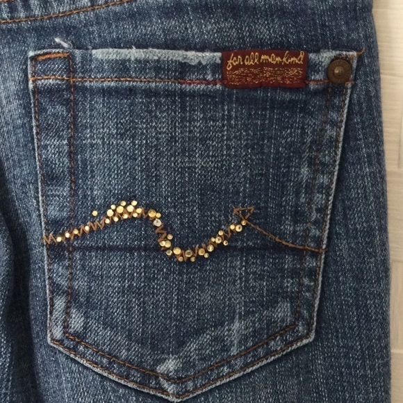 7 for All Mankind Denim Women's Jeans Boot Cut Size 26 decorative pockets.  #223 - Picture 3 of 9